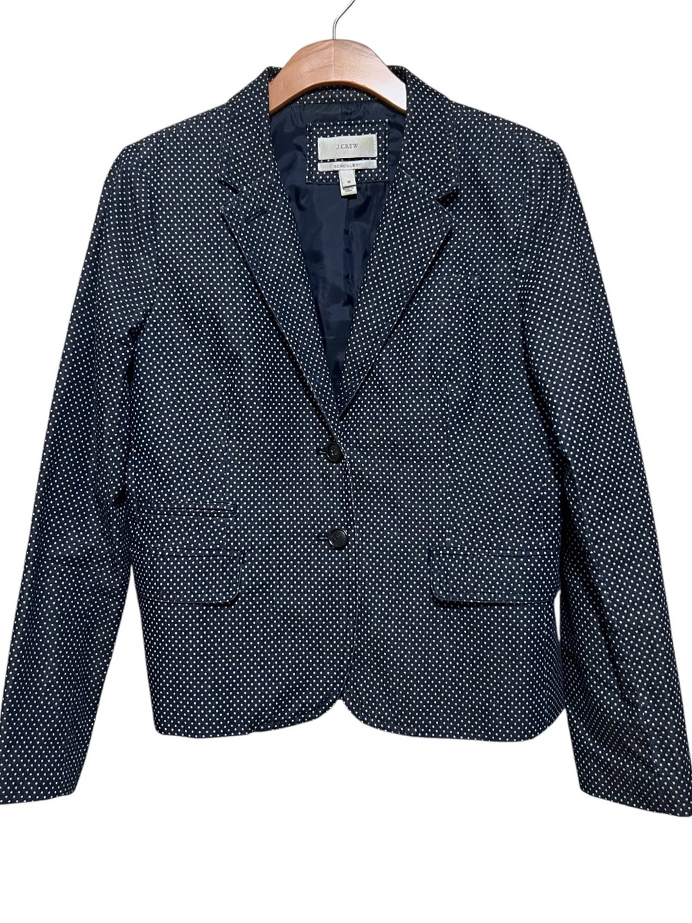 J. Crew Schoolboy Blazer Polka Dot Tailored 100% Cotton Lined Preppy Heritage